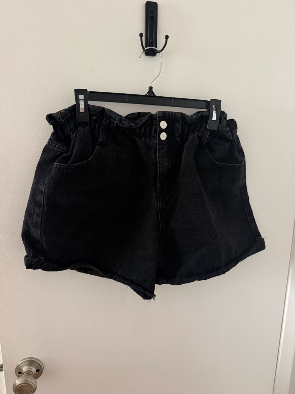 Princess Polly Black High-Waist Paperbag Shorts